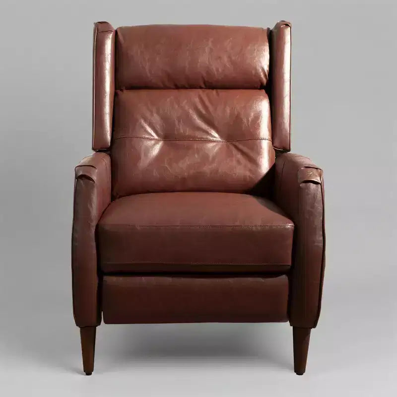 Mid-Century Faux Leather Recliner Lounge Chair with Wood Legs