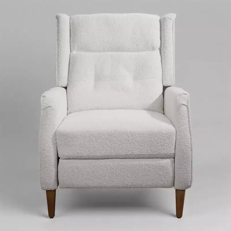 Mid-Century Faux Leather Recliner Lounge Chair with Wood Legs