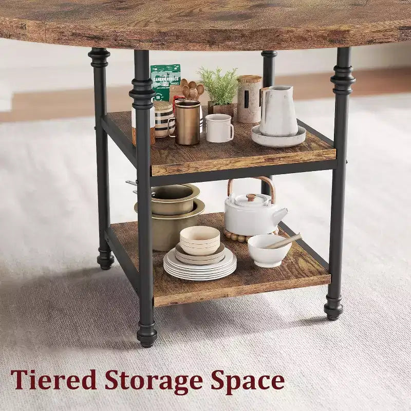 47-Inch Round Wooden Dining Table for 4 to 6 People