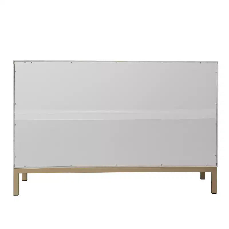 Two-Door Accent Cabinet in White with Moroccan-Style Carved Doors