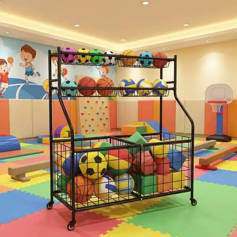 Rolling Ball Cart with Wheels for Sports Equipment and Garage Storage
