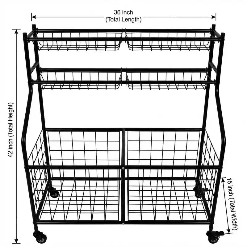 Rolling Ball Cart with Wheels for Sports Equipment and Garage Storage