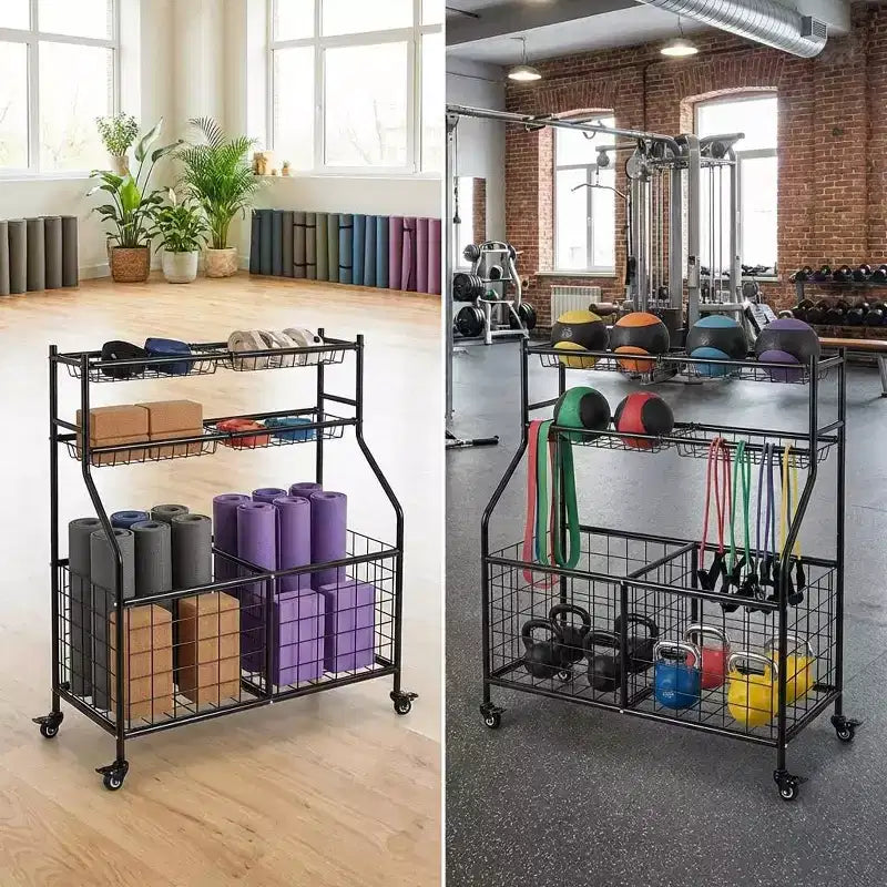 Rolling Ball Cart with Wheels for Sports Equipment and Garage Storage
