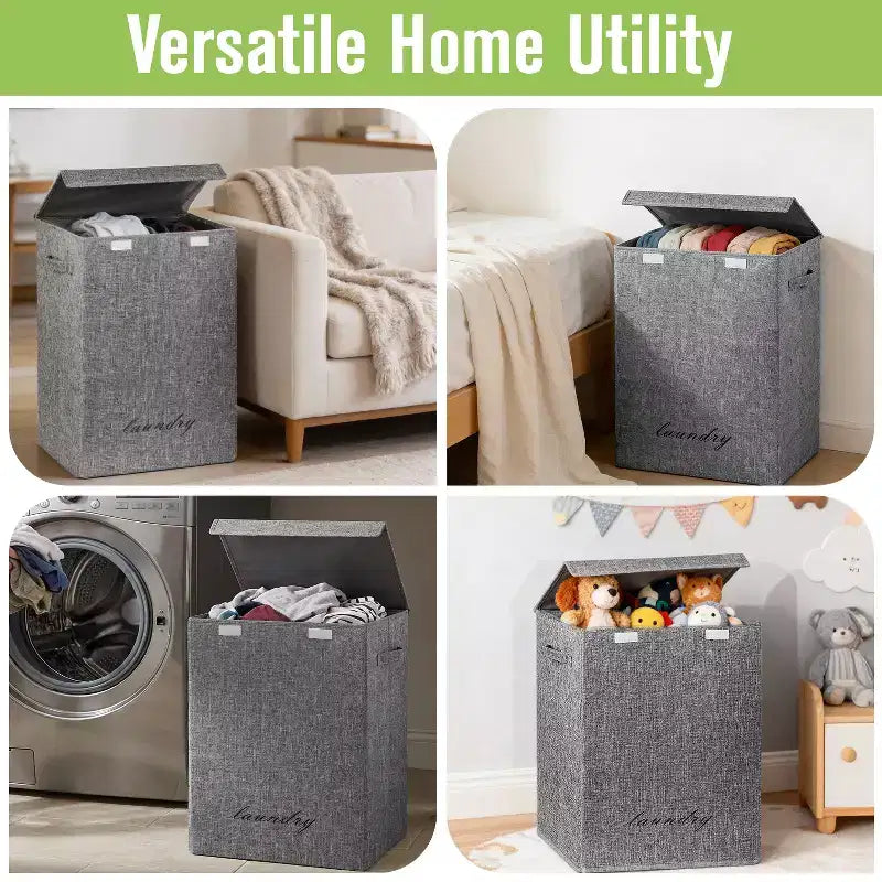 70L Laundry Basket with Lid and Handles for Bedroom, Dorm, and Kids Room