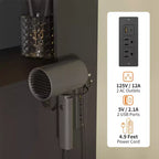 Tavolo da Trucco Illuminato con Specchio, Sgabello, Presa di Corrente e 5 Cassetti