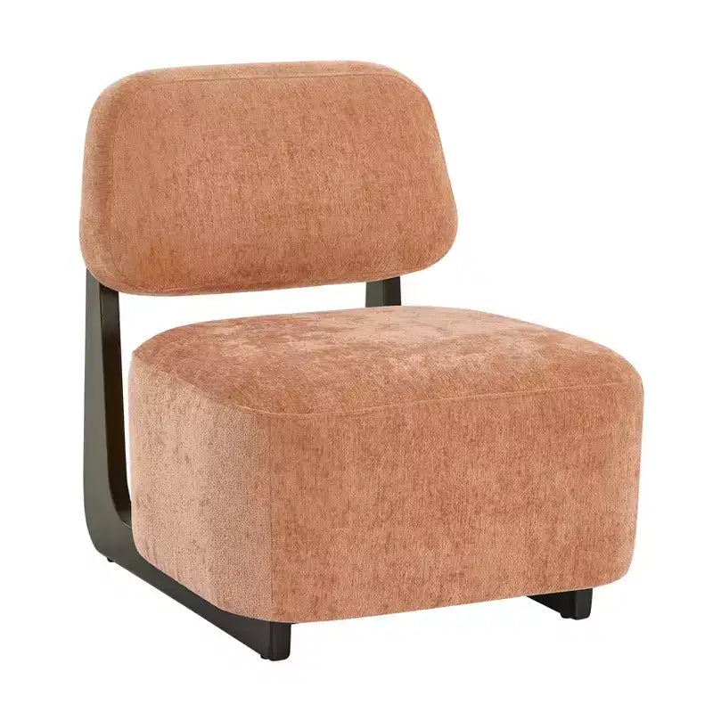 Modern Acacia Wood Chenille Upholstered Accent Chair