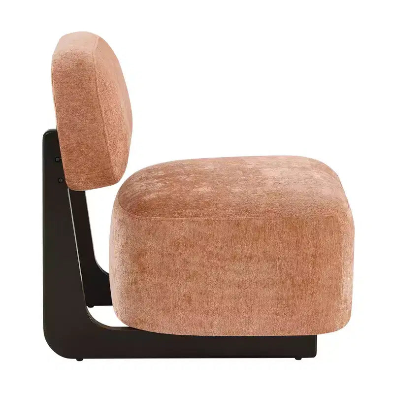 Modern Acacia Wood Chenille Upholstered Accent Chair