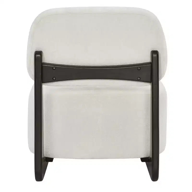 Modern Acacia Wood Chenille Upholstered Accent Chair