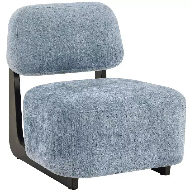 Modern Acacia Wood Chenille Upholstered Accent Chair