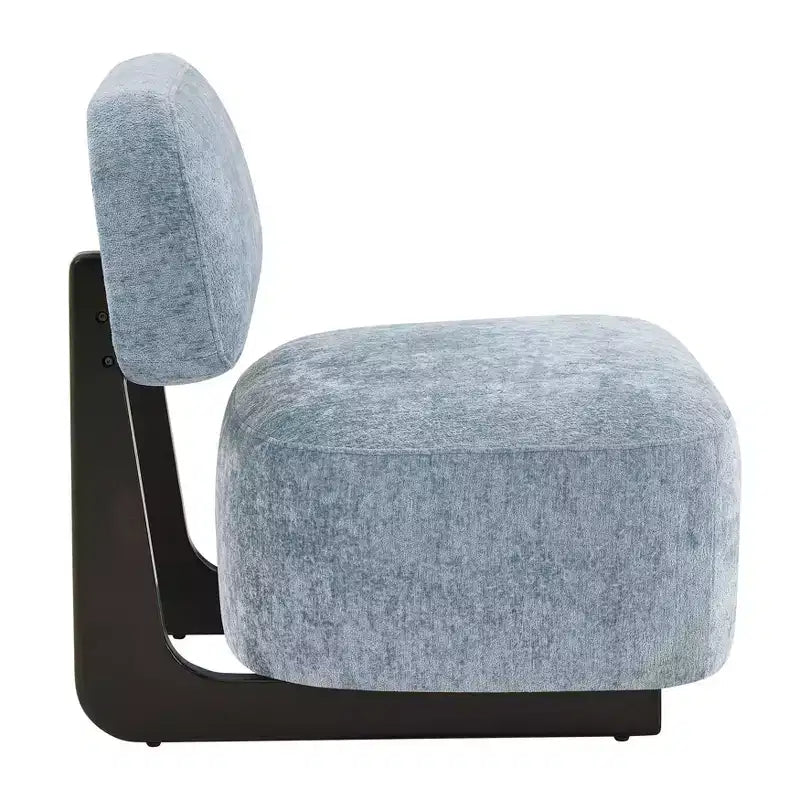 Modern Acacia Wood Chenille Upholstered Accent Chair