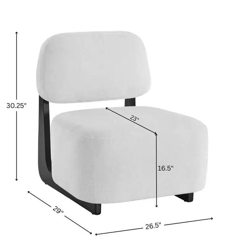Modern Acacia Wood Chenille Upholstered Accent Chair