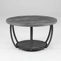 Fun little toys brand Coffee Table, Modern Round Coffee Table, 2 Tiers Wooden Circle Center Desk with Open Storage, Minimalist Sturdy Metal