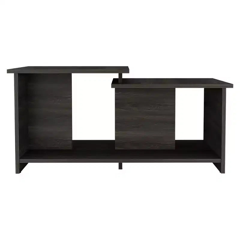 Round Coffee Table with Lower Open Shelf in Espresso