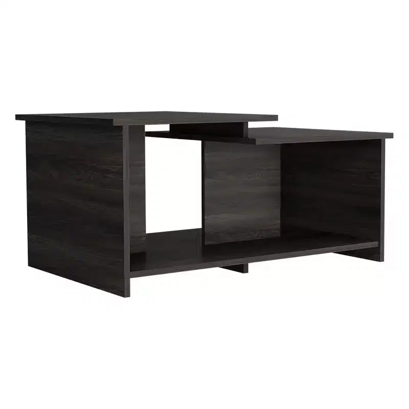 Round Coffee Table with Lower Open Shelf in Espresso