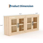Credenza rustica con 4 ante in vetro per ingresso, cucina e soggiorno