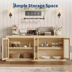 Credenza rustica con 4 ante in vetro per ingresso, cucina e soggiorno