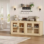 Credenza rustica con 4 ante in vetro per ingresso, cucina e soggiorno