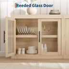 Credenza rustica con 4 ante in vetro per ingresso, cucina e soggiorno