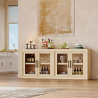Credenza rustica con 4 ante in vetro per ingresso, cucina e soggiorno