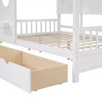 Letto a capanna in legno per bambini con 2 cassetti e ripiano portaoggetti, bianco