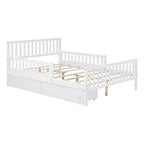 Letto a piattaforma in legno massiccio con sponde laterali e 2 cassetti contenitore, colore bianco