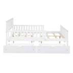 Letto a piattaforma in legno massiccio con sponde laterali e 2 cassetti contenitore, colore bianco