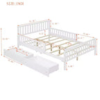 Letto a piattaforma in legno massiccio con sponde laterali e 2 cassetti contenitore, colore bianco