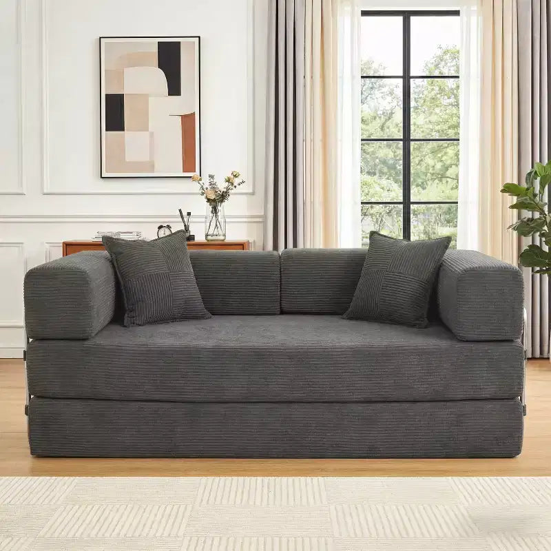 78-Inch Folding Sofa Bed Convertible Corduroy Couch, 4-in-1 Modular Floor Sleeper
