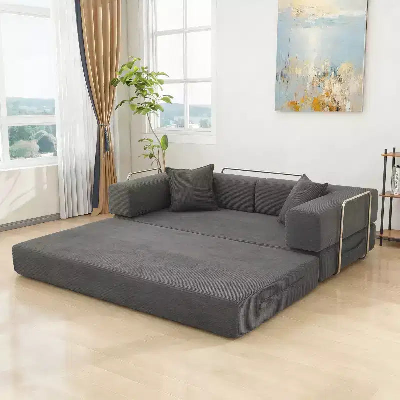 78-Inch Folding Sofa Bed Convertible Corduroy Couch, 4-in-1 Modular Floor Sleeper
