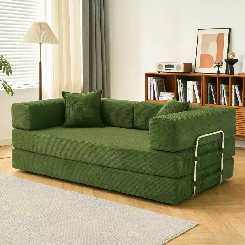 78-Inch Folding Sofa Bed Convertible Corduroy Couch, 4-in-1 Modular Floor Sleeper