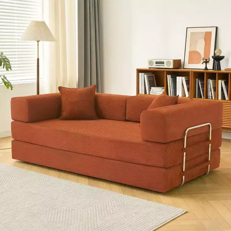 78-Inch Folding Sofa Bed Convertible Corduroy Couch, 4-in-1 Modular Floor Sleeper