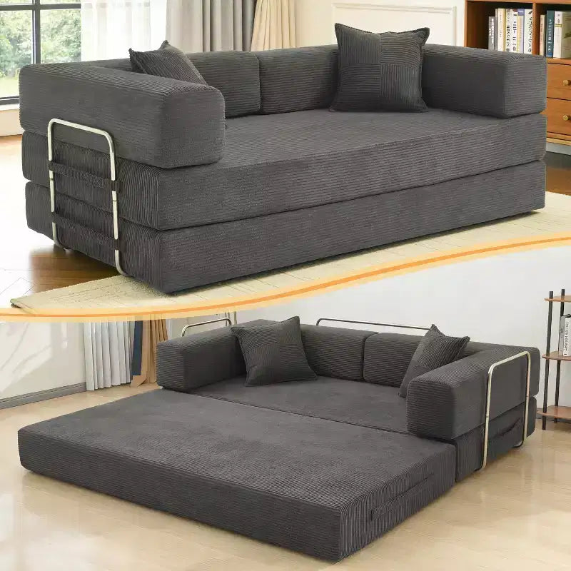 78-Inch Folding Sofa Bed Convertible Corduroy Couch, 4-in-1 Modular Floor Sleeper