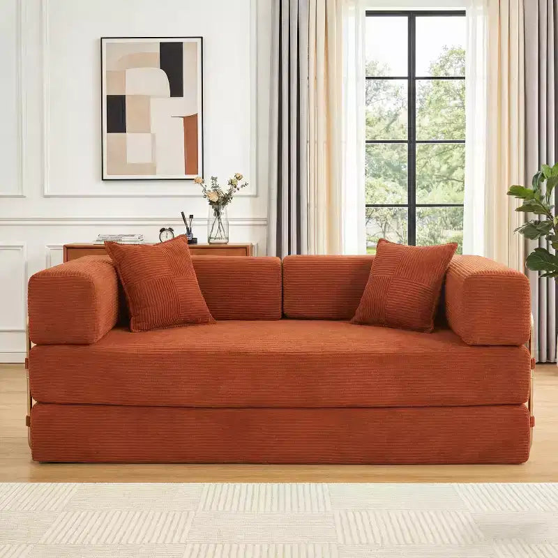 78-Inch Folding Sofa Bed Convertible Corduroy Couch, 4-in-1 Modular Floor Sleeper