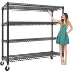 4-Tier Heavy Duty Metal Shelving Unit, Adjustable Height & Feet, Thickened Sturdy Construction, High Load Capacity for Garage & Pantry