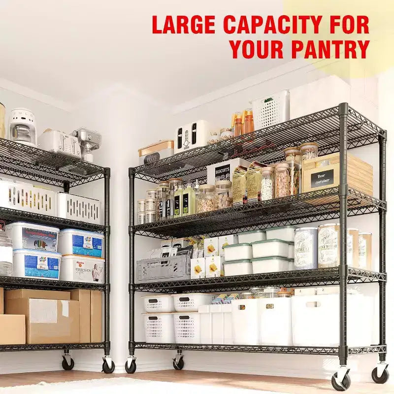 4-Tier Heavy Duty Metal Shelving Unit with Adjustable Height and Feet
