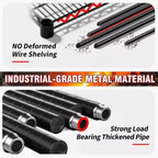 Scaffale metallico resistente a 4 ripiani con altezza e piedini regolabili
