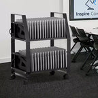 Carrello di ricarica mobile per laptop e tablet da 32 dispositivi con ruote, colore nero