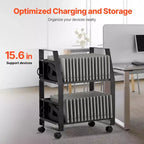Carrello di ricarica mobile per laptop e tablet da 32 dispositivi con ruote, colore nero
