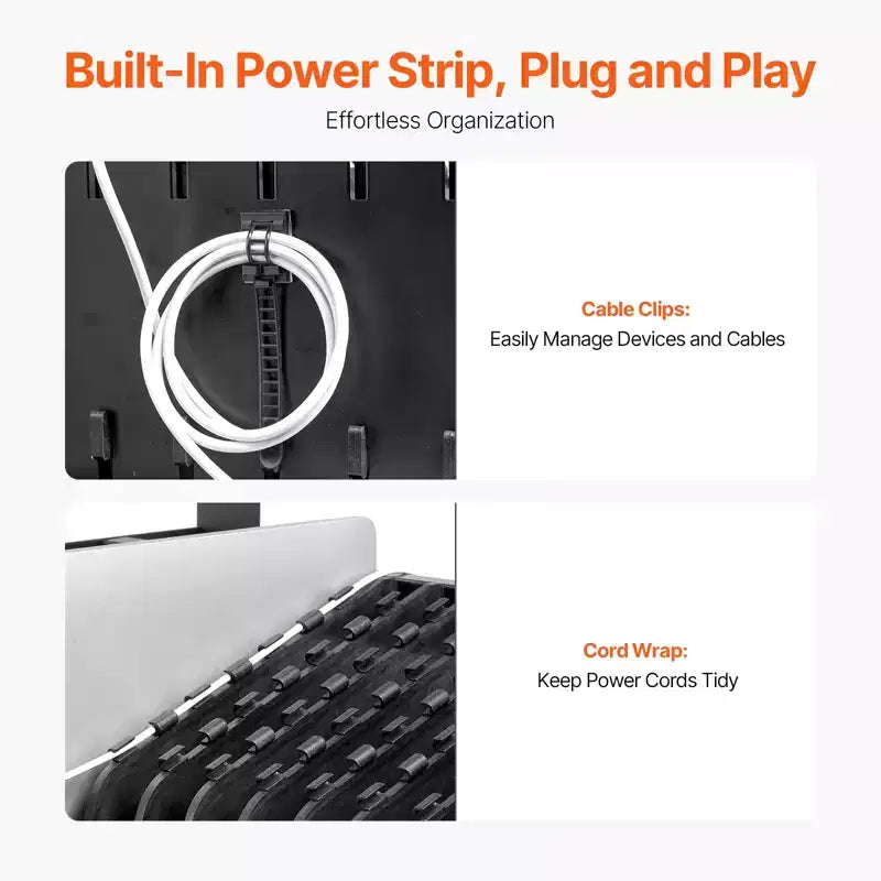 32-Device Mobile Laptop and Tablet Charging Cart with Wheels in Black