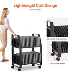 Carrello di ricarica mobile per laptop e tablet da 32 dispositivi con ruote, colore nero