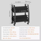 Carrello di ricarica mobile per laptop e tablet da 32 dispositivi con ruote, colore nero