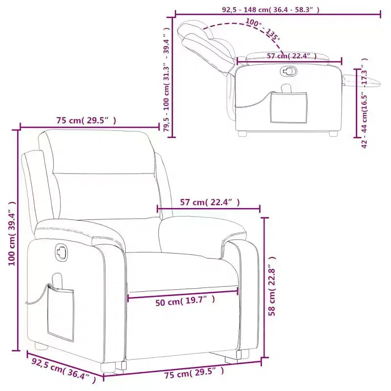Stand-Up Massage Recliner Chair in Light Grey