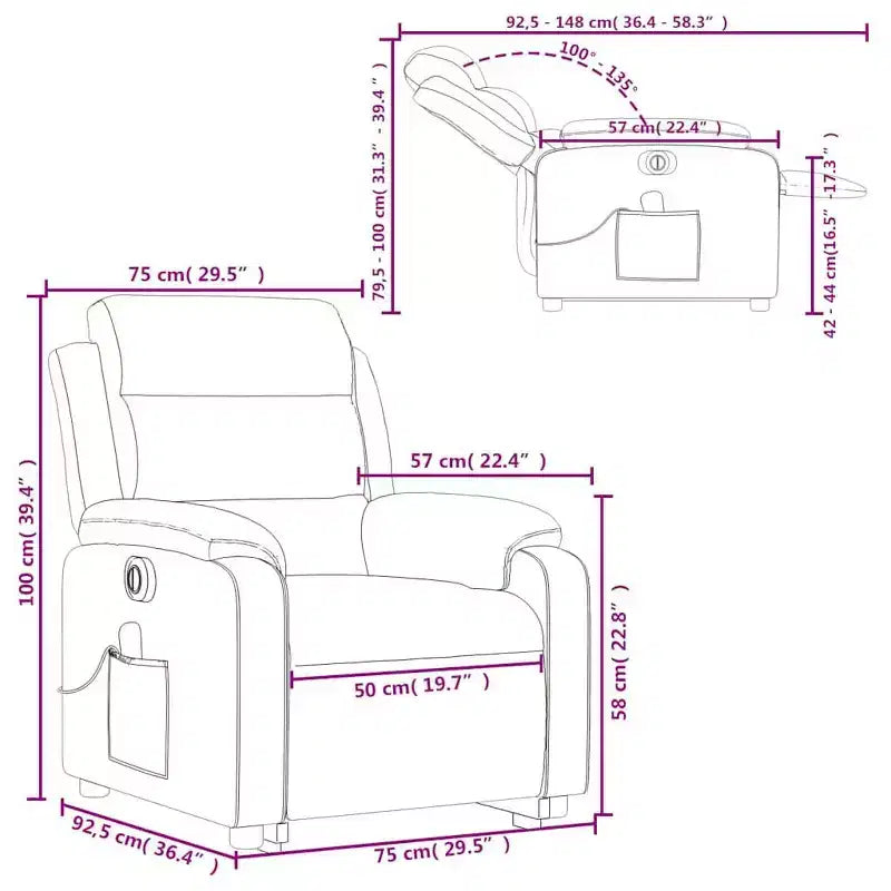 Stand-Up Massage Recliner Chair in Light Grey