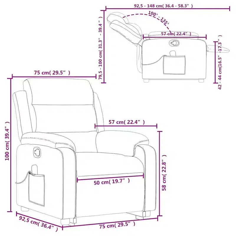 Stand-Up Massage Recliner Chair in Light Grey