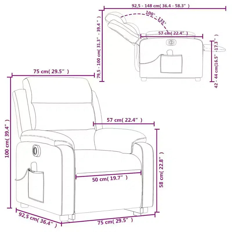 Stand-Up Massage Recliner Chair in Light Grey