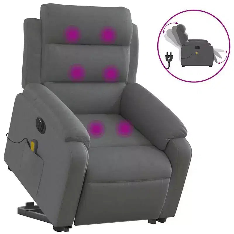 Stand-Up Massage Recliner Chair in Light Grey