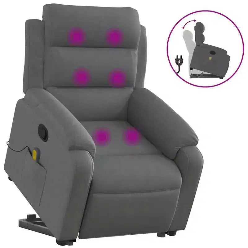 Stand-Up Massage Recliner Chair in Light Grey