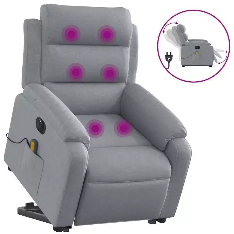 Stand-Up Massage Recliner Chair in Light Grey