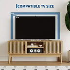 Mobile TV moderno Boho con ante scanalate, ripiani aperti e armadietto contenitore