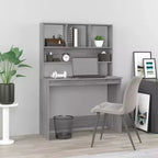 Scrivania in legno ingegnerizzato grigio cemento, 102,1 x 45 x 148,1 cm